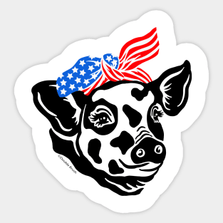 Patriotic Pig USA American Flag Bandana Stars & Stripes Sticker